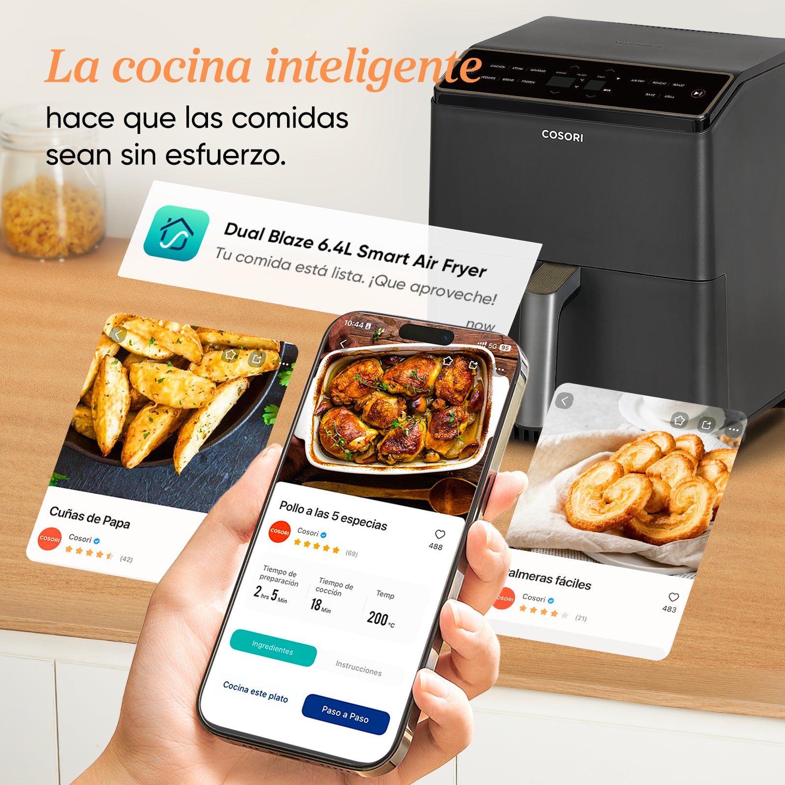 Cosori-Freidora sin Aceite-6,4 Litros-Dual Blaze