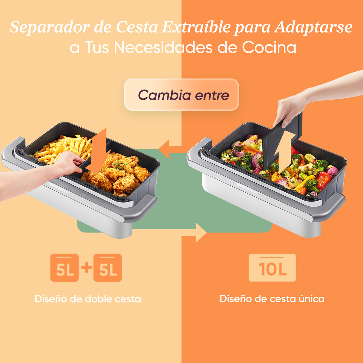 Cosori Freidora de Aire Dual Blaze TwinFry 10 L-Air Fryer Blanca