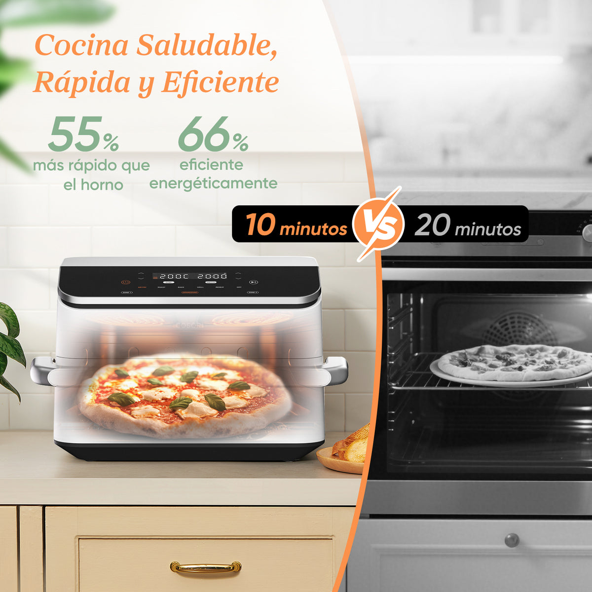Cosori Freidora de Aire Dual Blaze TwinFry 10 L-Air Fryer Blanca