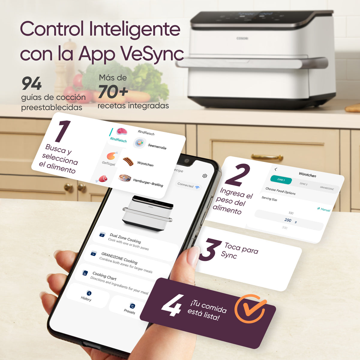 Cosori Freidora de Aire Dual Blaze TwinFry 10 L-Air Fryer Blanca