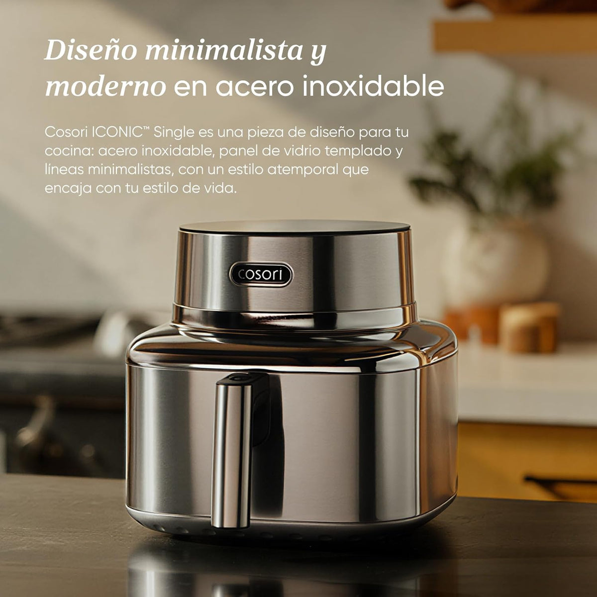 Freidora de aire COSORI de acero inoxidable con diseño moderno para la cocina