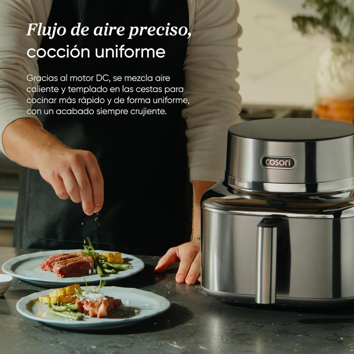 Freidora de aire COSORI para preparar comidas caseras con resultados uniformes